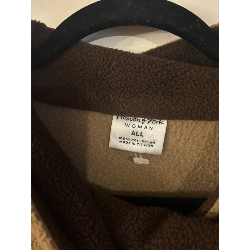 Vtg Preston & York Cape Tan One Size Button Long Line Poncho Old Money Romantic - Picture 4 of 6